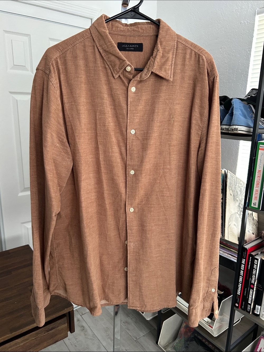 AllSaints Corduroy Shirt in Camel Brown
